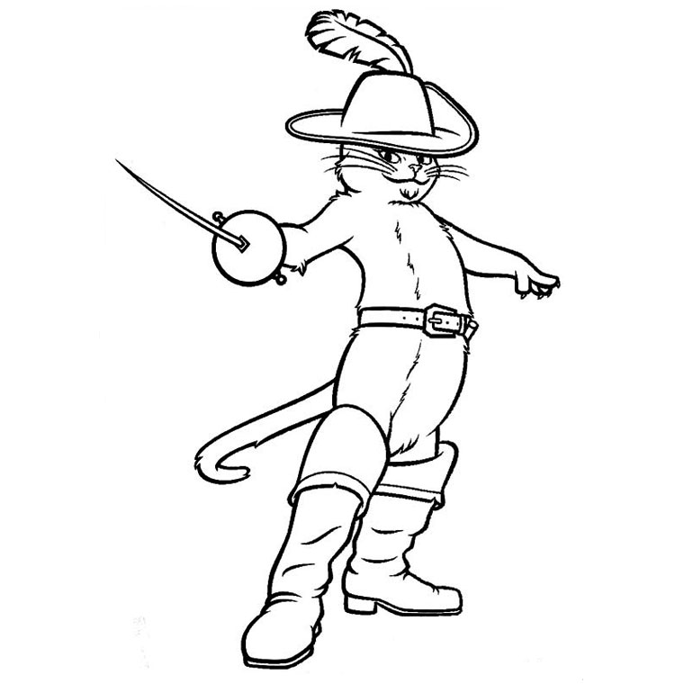 Dibujo para colorear: El Gato con Botas (Películas de Animación) #170643 - Dibujos para Colorear e Imprimir Gratis