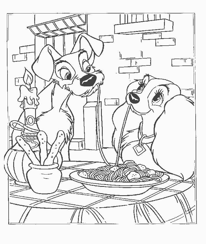 Dibujo para colorear: Lady and the Tramp (Películas de animación) #133238 - Dibujos para Colorear e Imprimir Gratis