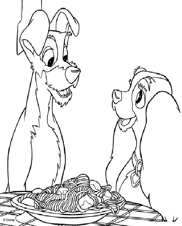 Dibujo para colorear: Lady and the Tramp (Películas de animación) #133258 - Dibujos para Colorear e Imprimir Gratis