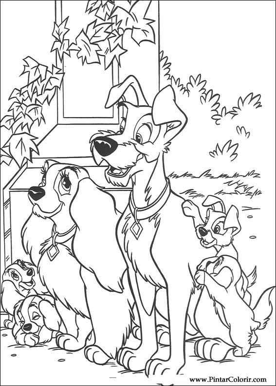 Dibujo para colorear: Lady and the Tramp (Películas de animación) #133391 - Dibujos para Colorear e Imprimir Gratis