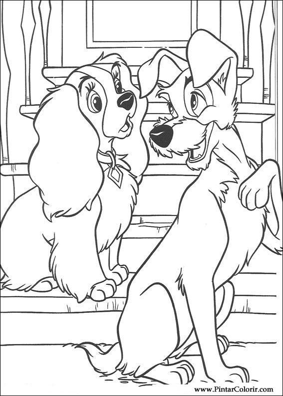 Dibujo para colorear: Lady and the Tramp (Películas de animación) #133451 - Dibujos para Colorear e Imprimir Gratis