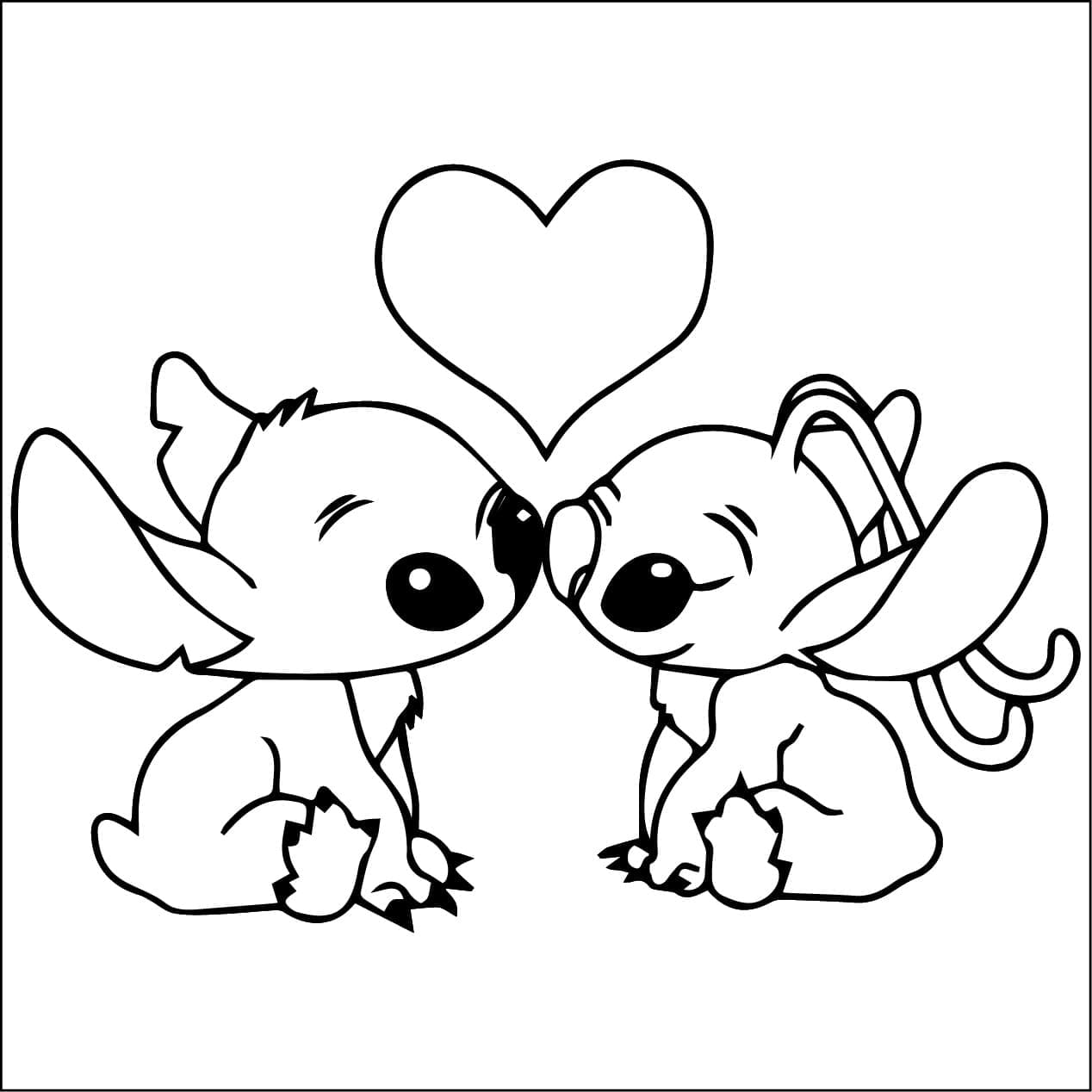 Dibujo para colorear: Stitch y Angel (Películas de Animación) #216186 - Dibujos para Colorear e Imprimir Gratis