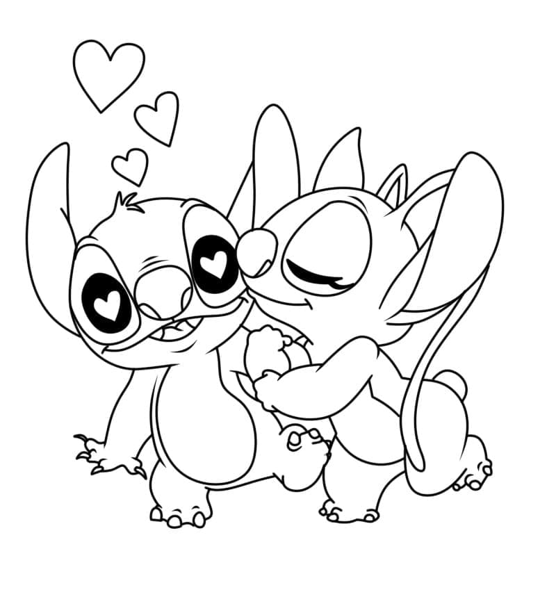 Dibujo gratuito Stitch y Angel #216201 de la coleccion Películas de Animación para imprimir