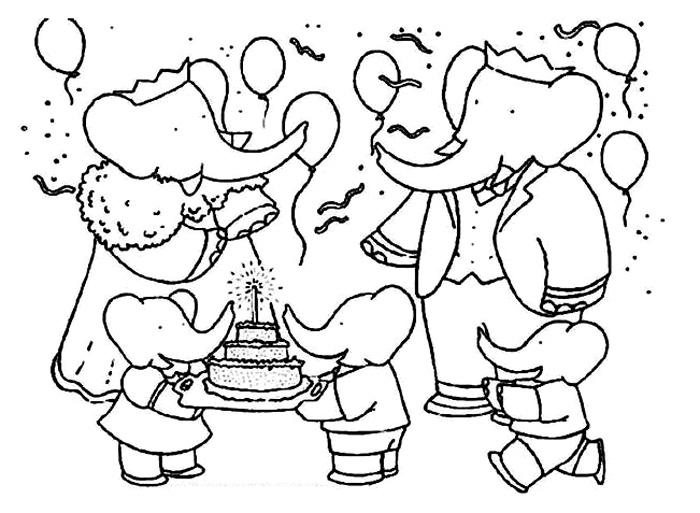 Dibujo para colorear: Babar (Personajes de Dibujos Animados) #27984 - Dibujos para Colorear e Imprimir Gratis