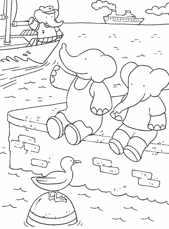 Dibujo gratuito Babar #28025 de la coleccion Personajes de Dibujos Animados para imprimir