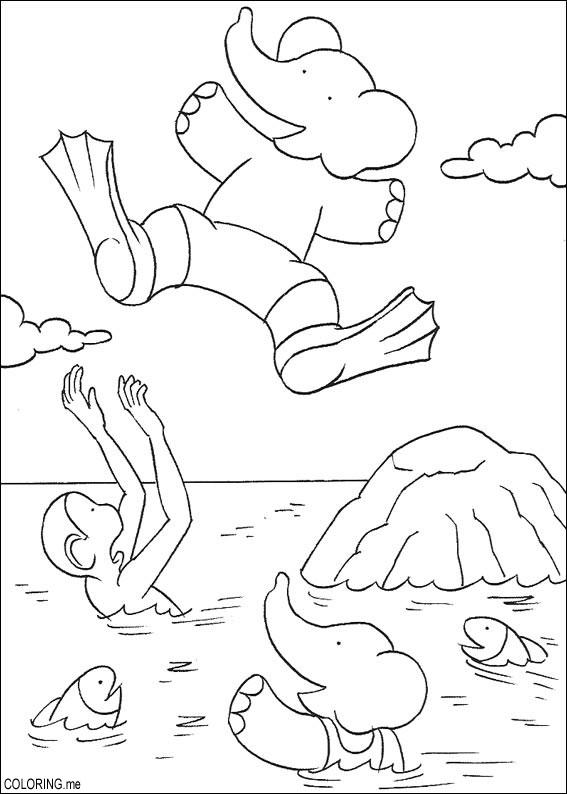 Dibujo gratuito Babar #28167 de la coleccion Personajes de Dibujos Animados para imprimir