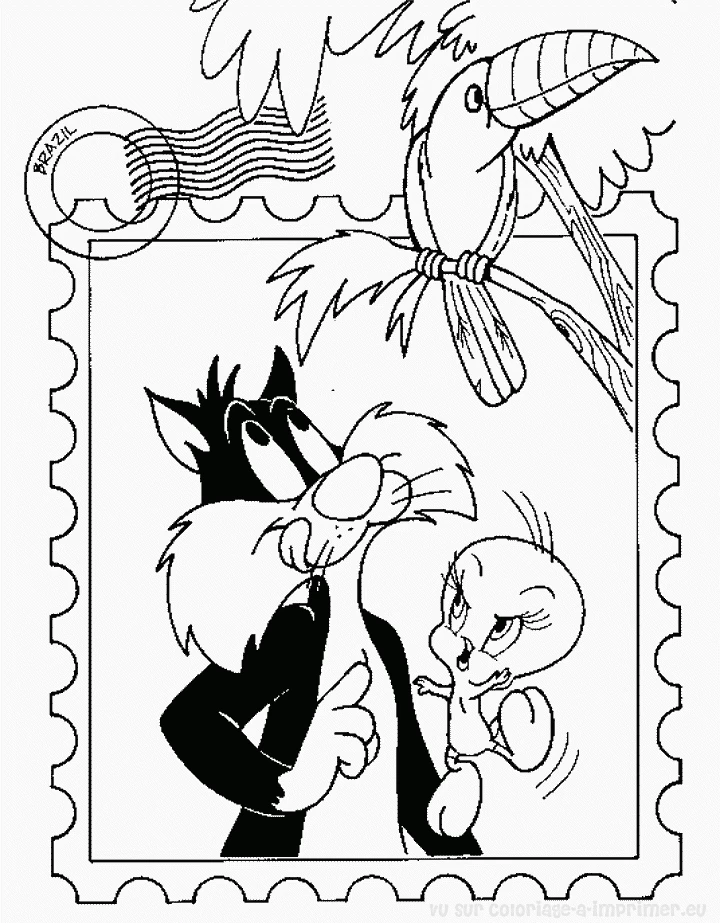 Dibujo gratuito Piolín y Silvestre #29313 de la coleccion Personajes de Dibujos Animados para imprimir
