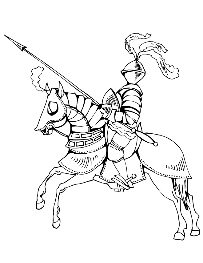 Dibujo para colorear: Caballero (Personajes de Fantasía y Aventura) #86898 - Dibujos para Colorear e Imprimir Gratis