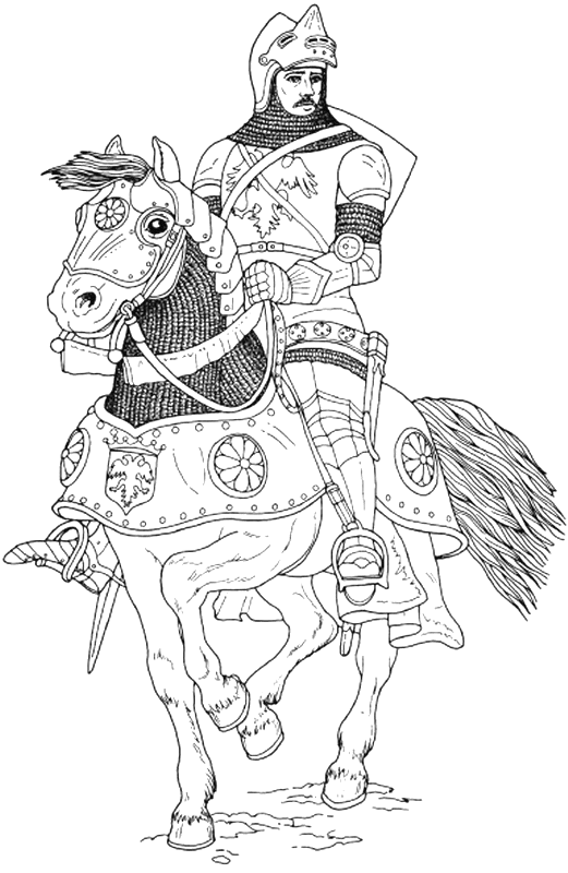 Dibujo para colorear: Caballero (Personajes de Fantasía y Aventura) #86903 - Dibujos para Colorear e Imprimir Gratis