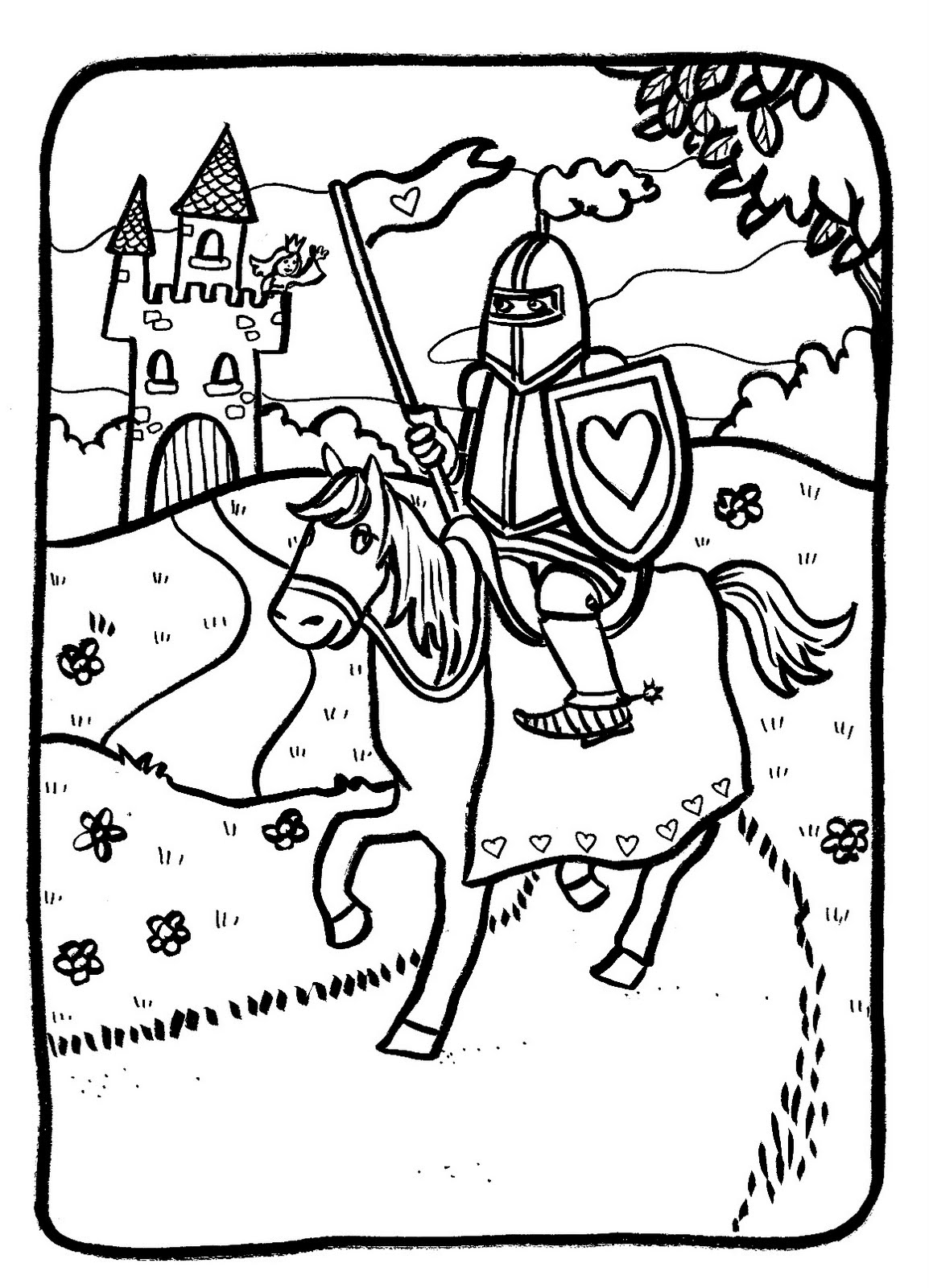 Dibujo para colorear: Caballero (Personajes de Fantasía y Aventura) #86907 - Dibujos para Colorear e Imprimir Gratis