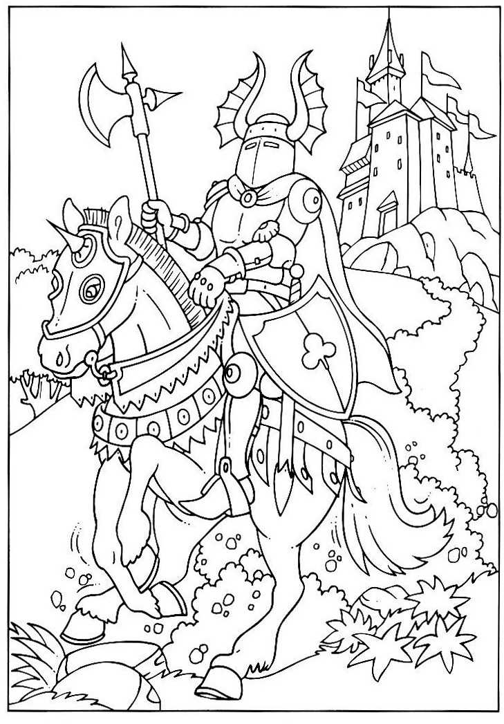 Dibujo para colorear: Caballero (Personajes de Fantasía y Aventura) #86949 - Dibujos para Colorear e Imprimir Gratis