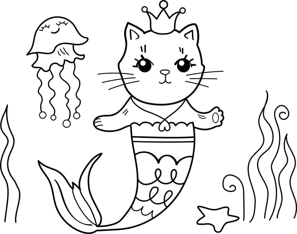 Dibujo gratuito Gato Sirena #212799 de la coleccion Personajes para imprimir Dibujo gratuito Gato Sirena #212799 de la coleccion Personajes para imprimir