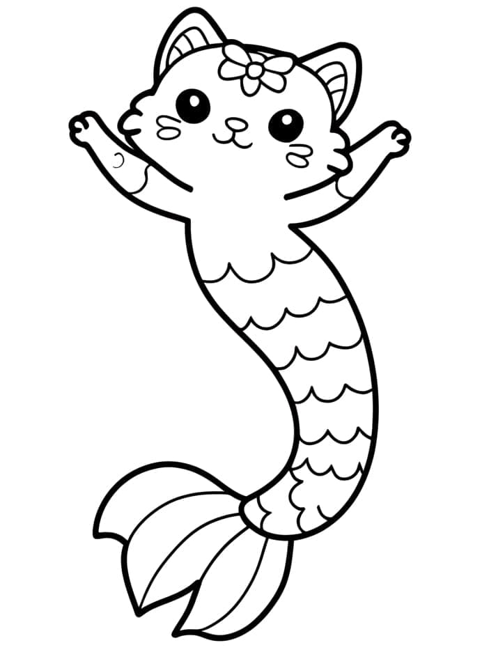 Dibujo gratuito Gato Sirena #212814 de la coleccion Personajes para imprimir