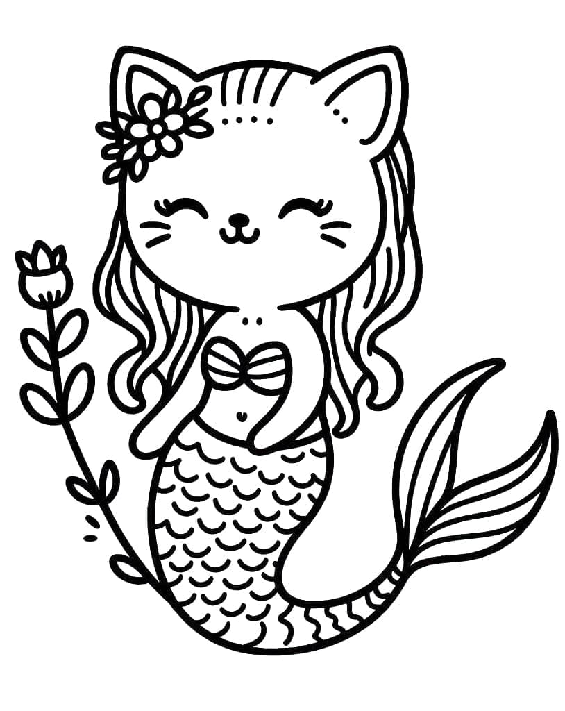 Dibujo gratuito Gato Sirena #212818 de la coleccion Personajes para imprimir