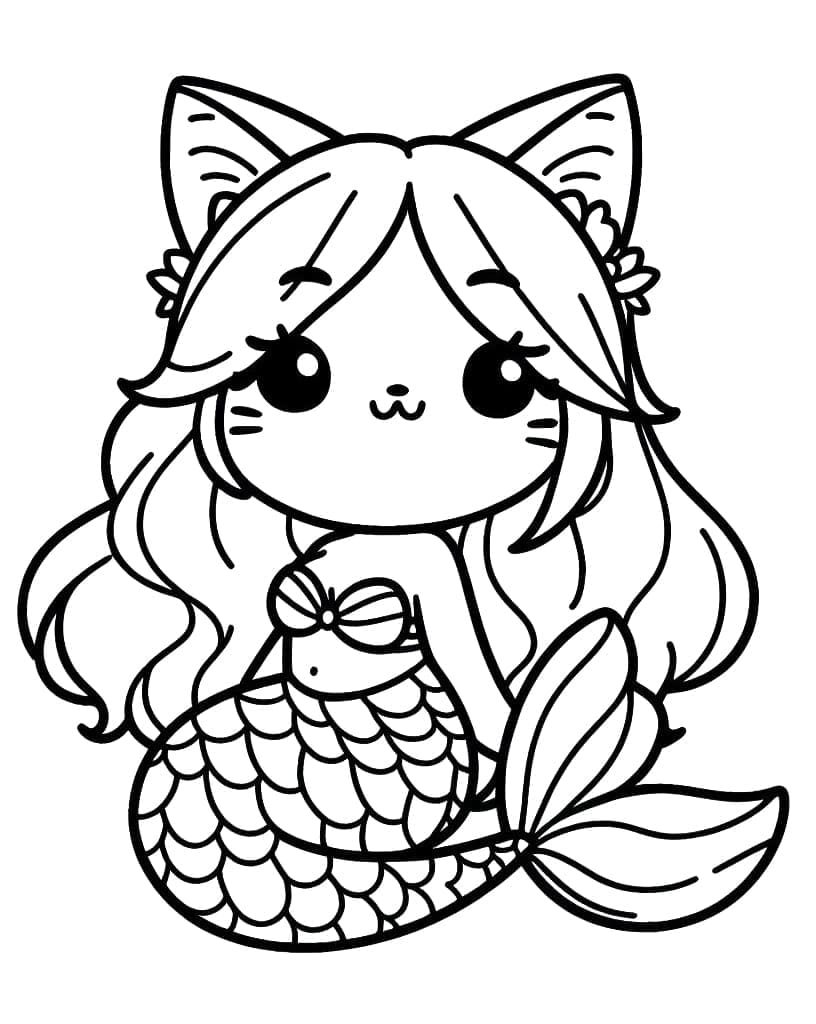 Dibujo gratuito Gato Sirena #212821 de la coleccion Personajes para imprimir