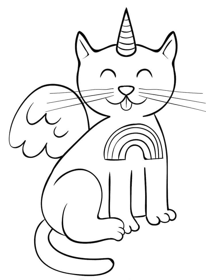 Dibujo gratuito Gato Unicornio #199291 de la coleccion Personajes para imprimir