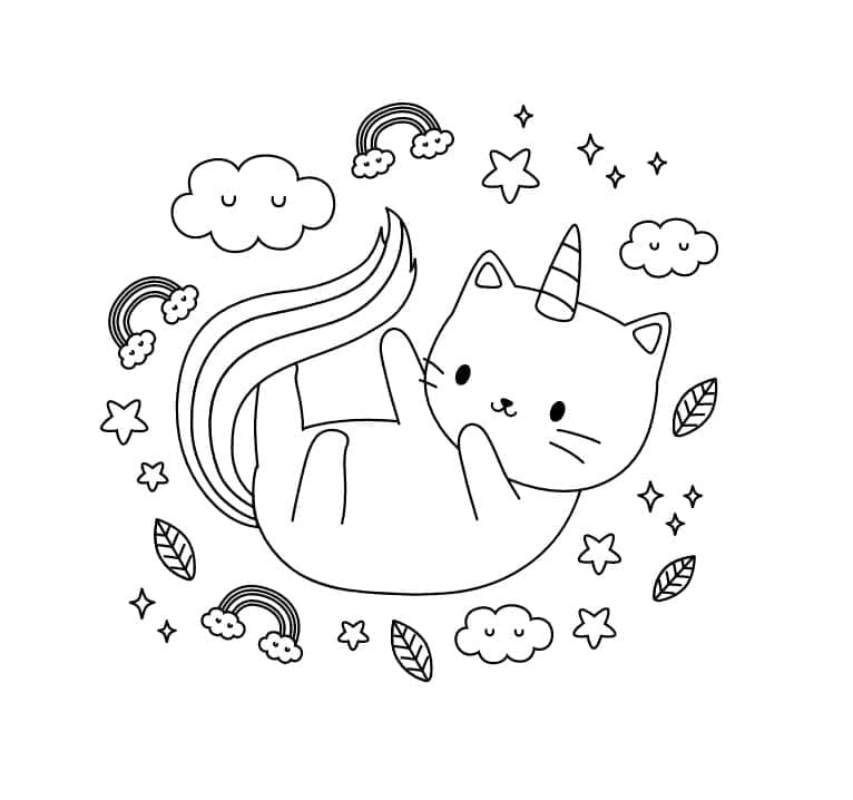Dibujo gratuito Gato Unicornio #199313 de la coleccion Personajes para imprimir