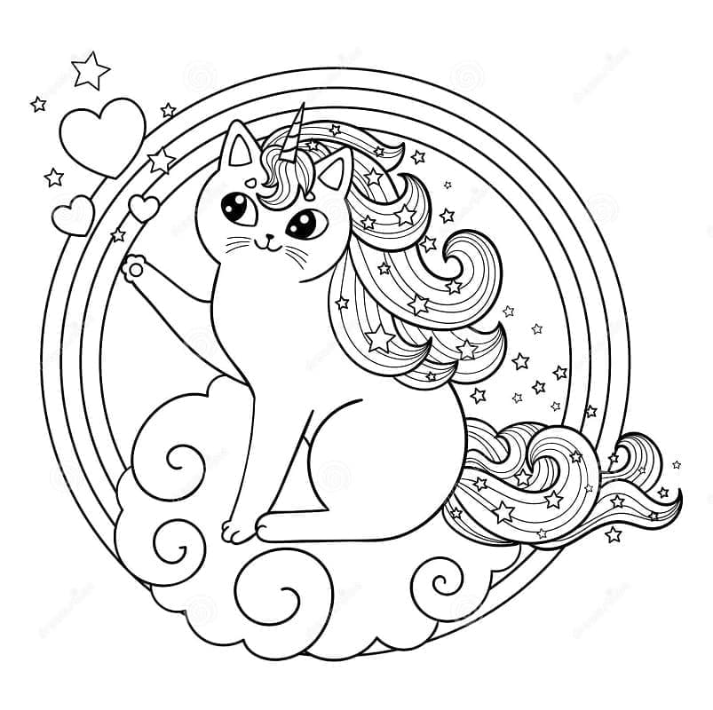 Dibujo gratuito Gato Unicornio #199320 de la coleccion Personajes para imprimir