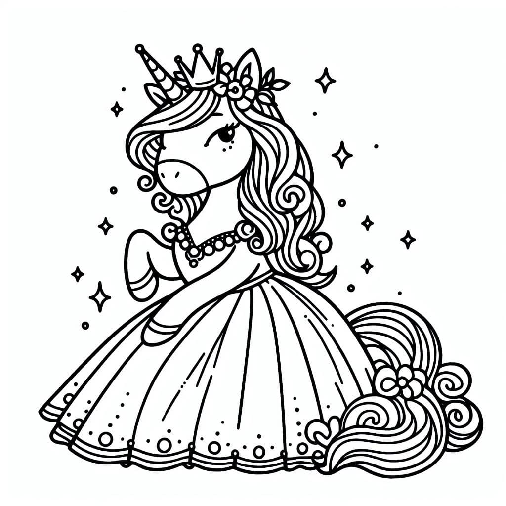 Dibujo gratuito Princesa Unicornio #212028 de la coleccion Personajes para imprimir