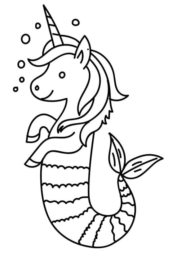 Dibujo gratuito Unicornio Sirena #186424 de la coleccion Personajes para imprimir