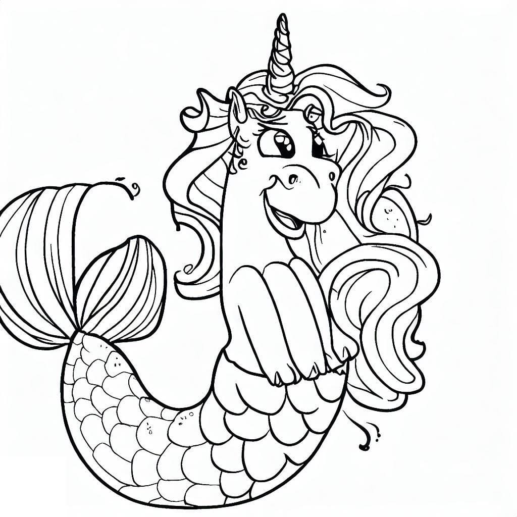 Dibujo para colorear: Unicornio Sirena (Personajes) #186428 - Dibujos para Colorear e Imprimir Gratis