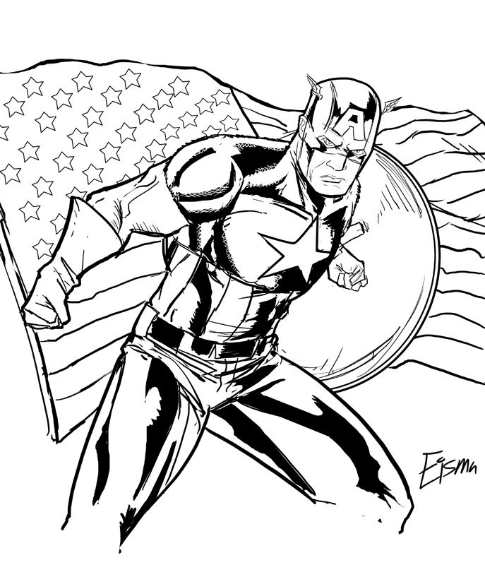 Dibujo gratuito Capitán América #76606 de la coleccion Superhéroes y Supervillanos para imprimir