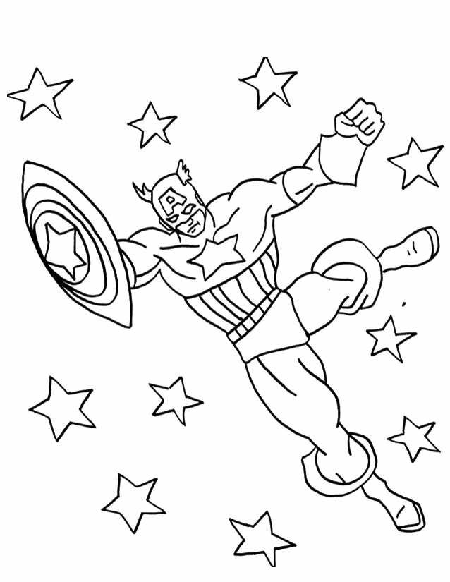Dibujo gratuito Capitán América #76607 de la coleccion Superhéroes y Supervillanos para imprimir
