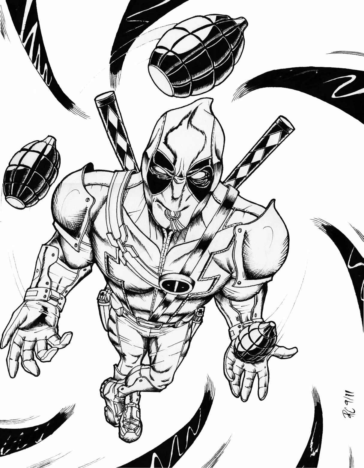 Dibujo gratuito Deadpool #82832 de la coleccion Superhéroes y Supervillanos para imprimir