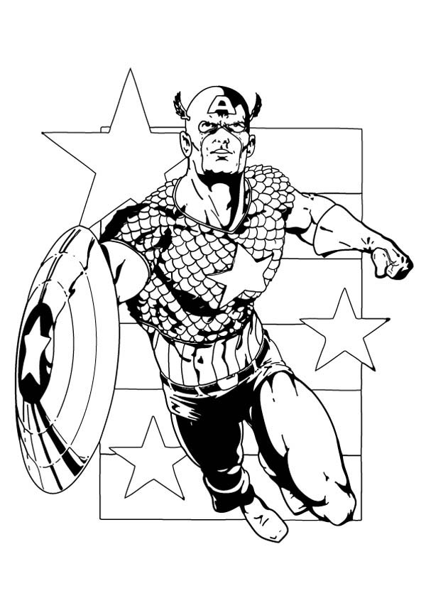 Dibujo para colorear: Captain America (Superhéroes) #76720 - Dibujos para Colorear e Imprimir Gratis