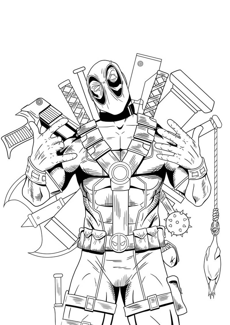 Dibujos de Deadpool (Superhéroes) para colorear – Páginas imprimibles gratis