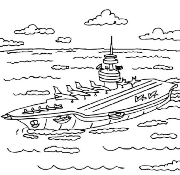 Dibujo para colorear: Aircraft carrier (Transporte) #137863 - Dibujos para Colorear e Imprimir Gratis