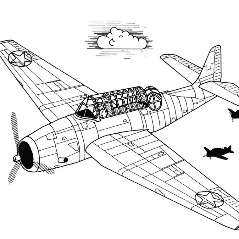 Dibujo para colorear: Aviones de Guerra (Transporte) #141037 - Dibujos para Colorear e Imprimir Gratis