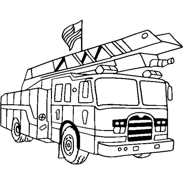 Dibujo gratuito Camión de Bomberos #135824 de la coleccion Transporte para imprimir