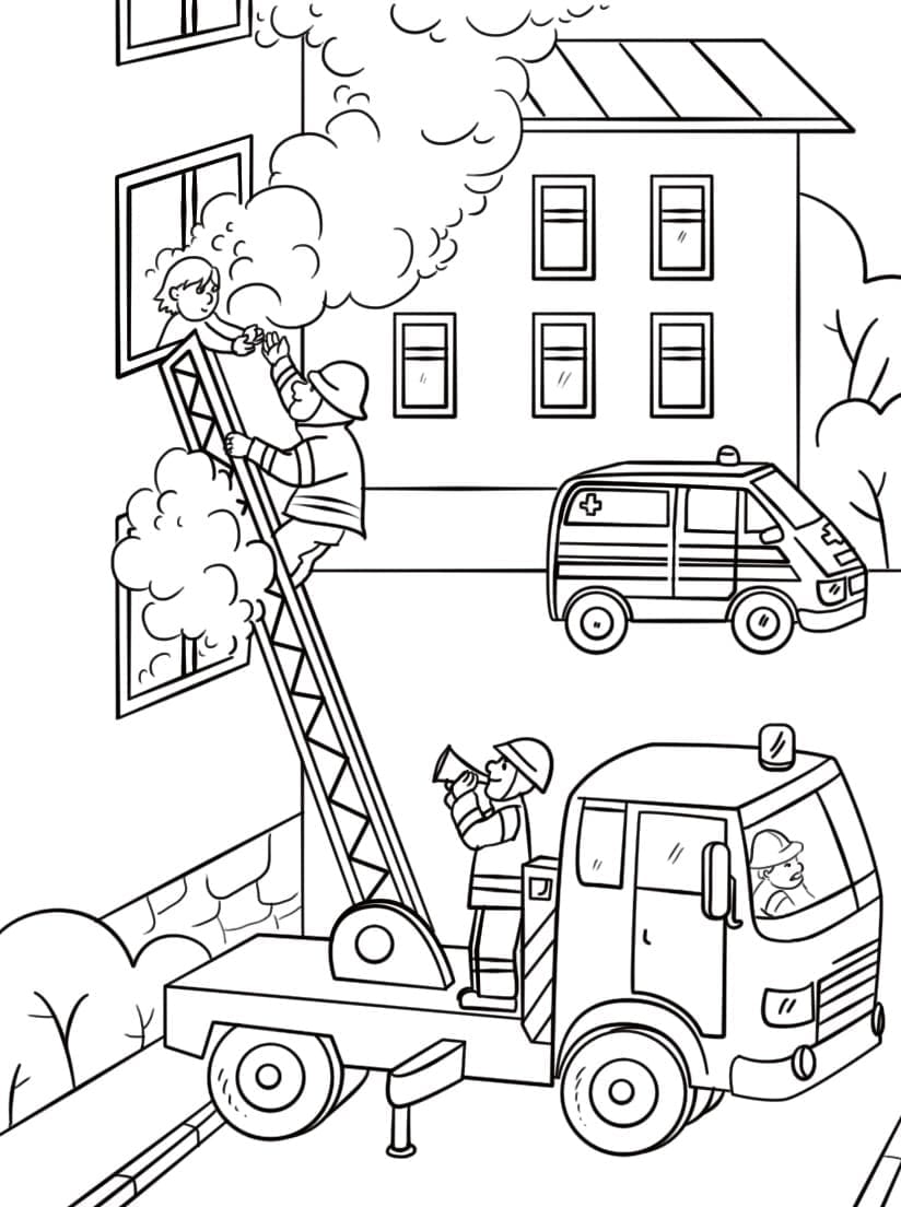 Dibujo gratuito Camión de Bomberos #185306 de la coleccion Transporte para imprimir