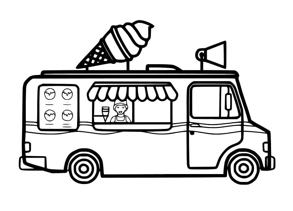 Dibujo gratuito Camión de Helados #213368 de la coleccion Transporte para imprimir