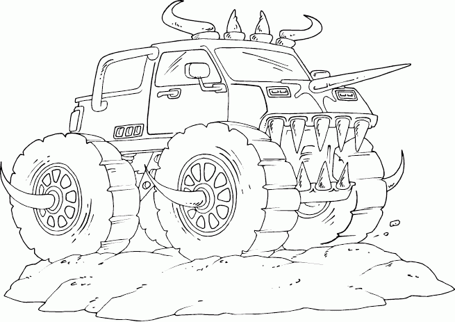 Dibujo para colorear: Camión Monstruo (Transporte) #141285 - Dibujos para Colorear e Imprimir Gratis