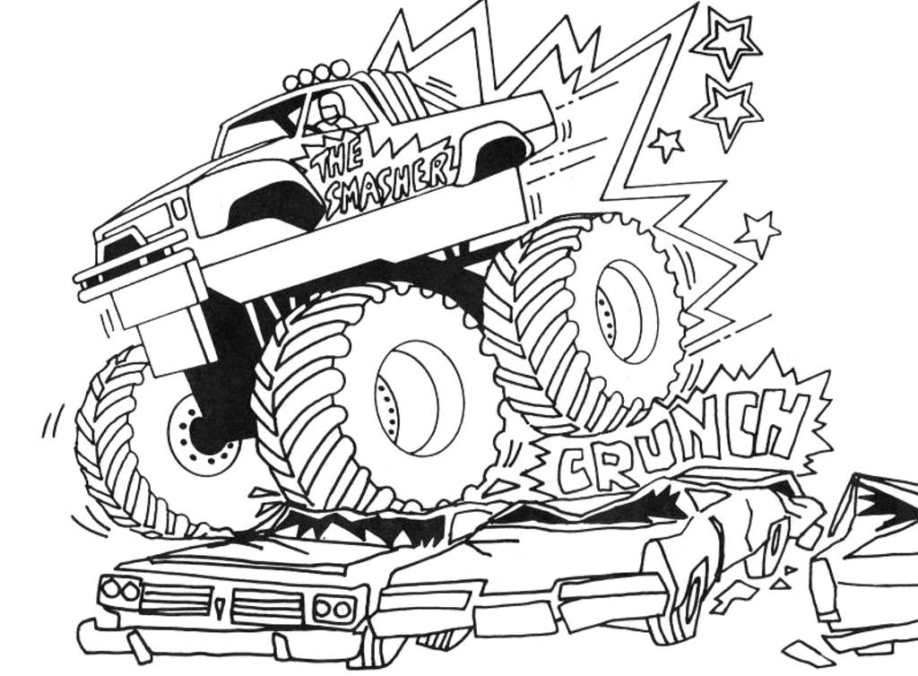 Dibujo para colorear: Camión Monstruo (Transporte) #141286 - Dibujos para Colorear e Imprimir Gratis