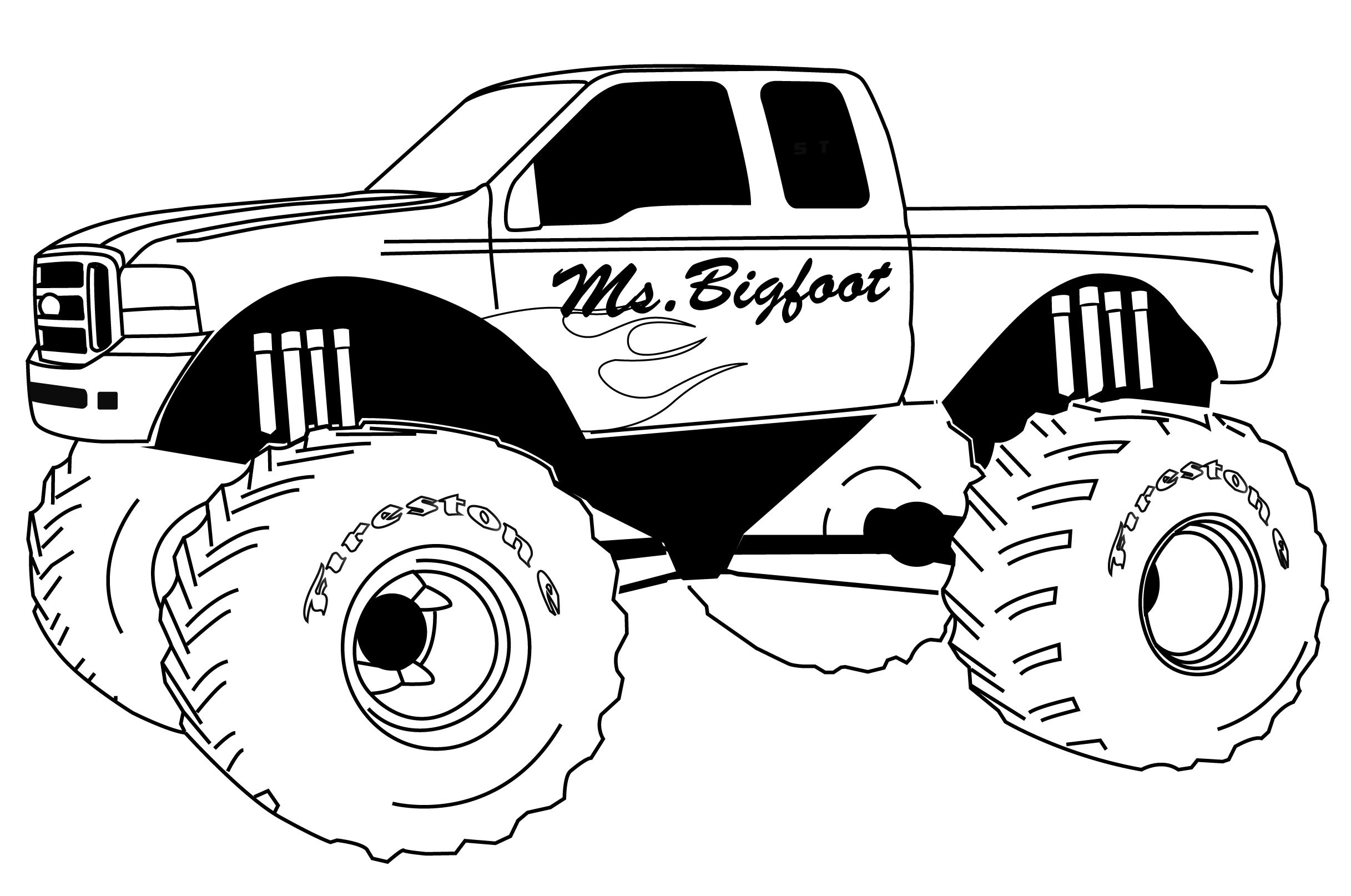 Dibujo para colorear: Camión Monstruo (Transporte) #141287 - Dibujos para Colorear e Imprimir Gratis