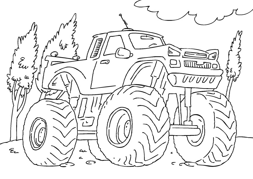 Dibujo para colorear: Camión Monstruo (Transporte) #141291 - Dibujos para Colorear e Imprimir Gratis
