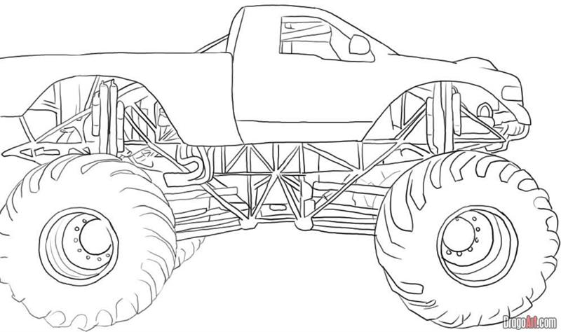 Dibujo para colorear: Camión Monstruo (Transporte) #141294 - Dibujos para Colorear e Imprimir Gratis