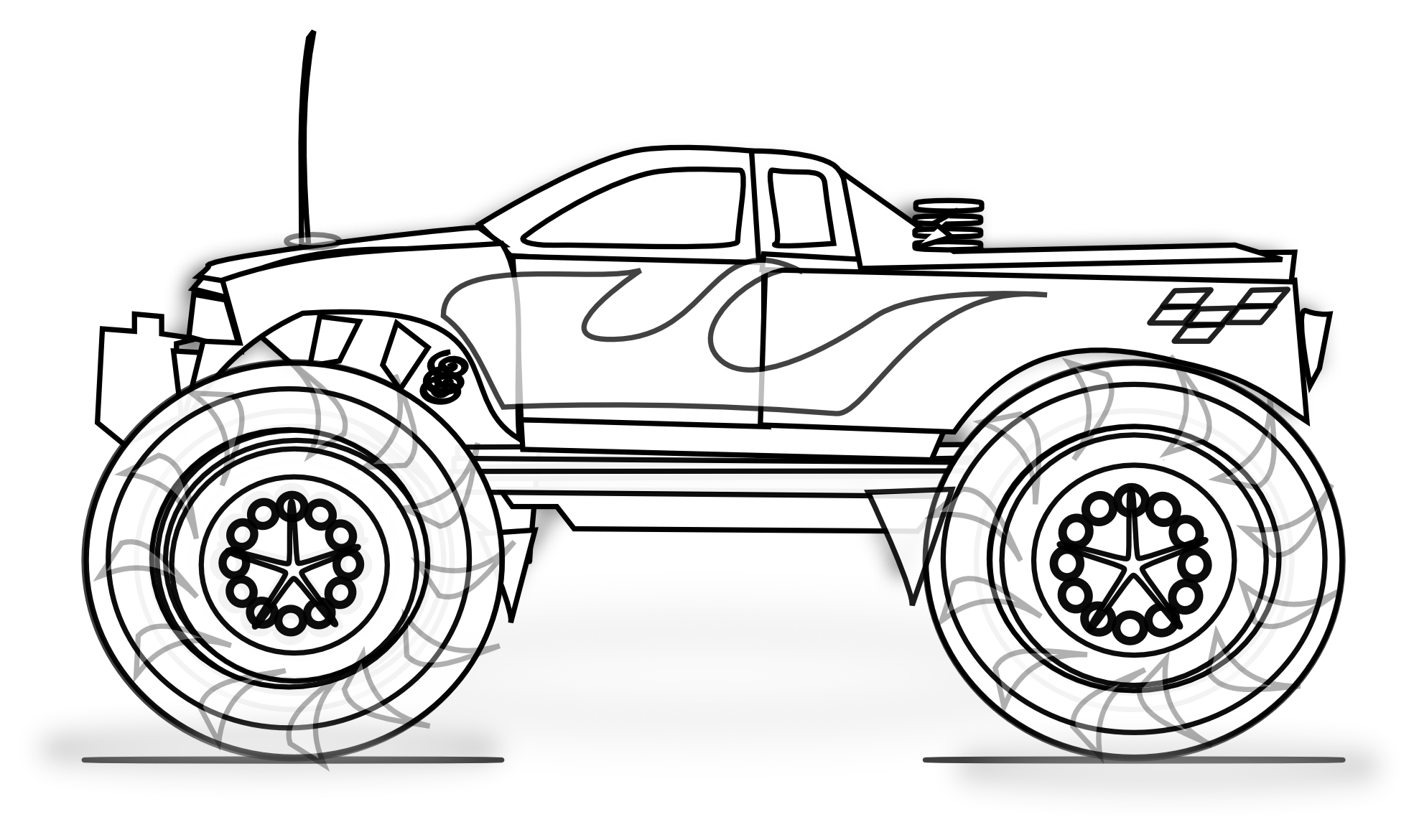 Dibujo para colorear: Camión Monstruo (Transporte) #141297 - Dibujos para Colorear e Imprimir Gratis