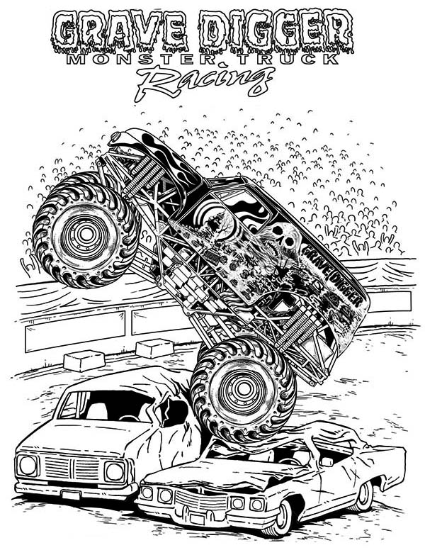Dibujo para colorear: Camión Monstruo (Transporte) #141306 - Dibujos para Colorear e Imprimir Gratis