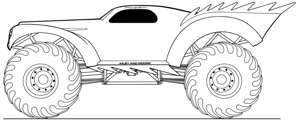 Dibujo para colorear: Camión Monstruo (Transporte) #141309 - Dibujos para Colorear e Imprimir Gratis