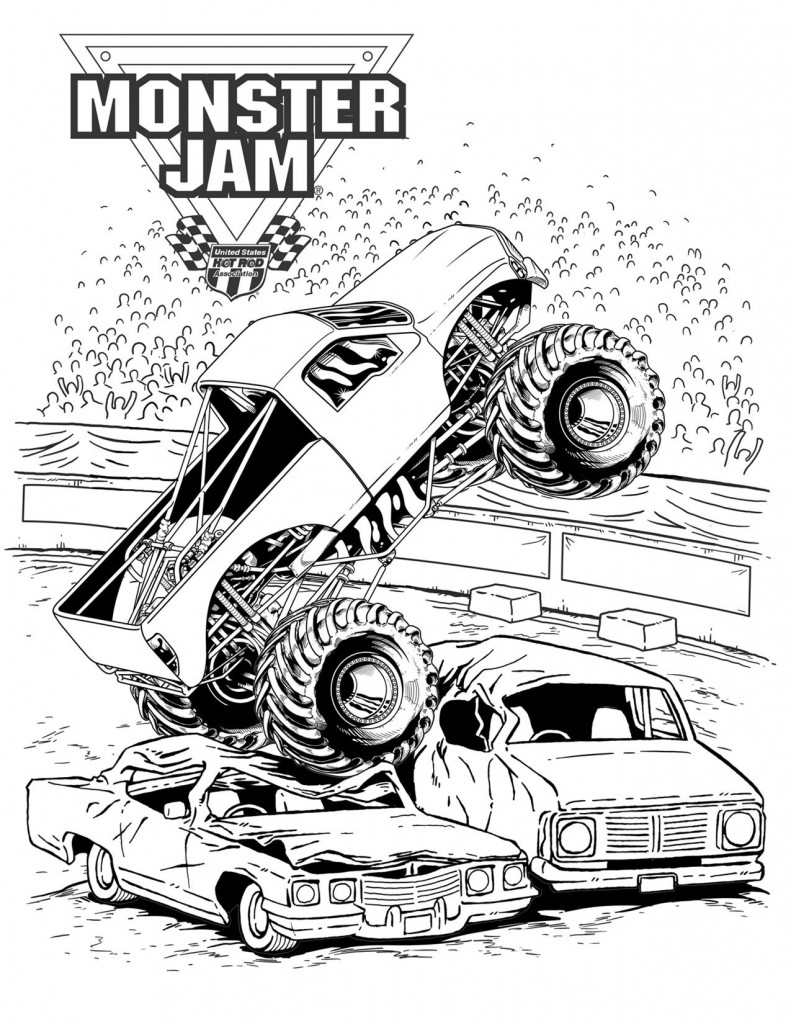 Dibujo para colorear: Camión Monstruo (Transporte) #141340 - Dibujos para Colorear e Imprimir Gratis