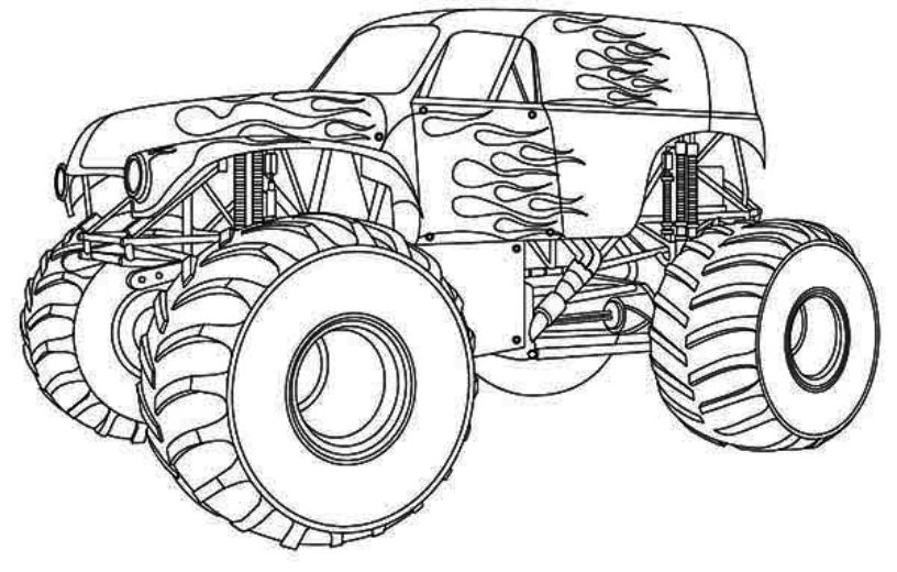 Dibujo para colorear: Camión Monstruo (Transporte) #141345 - Dibujos para Colorear e Imprimir Gratis