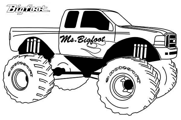 Dibujo para colorear: Camión Monstruo (Transporte) #141366 - Dibujos para Colorear e Imprimir Gratis