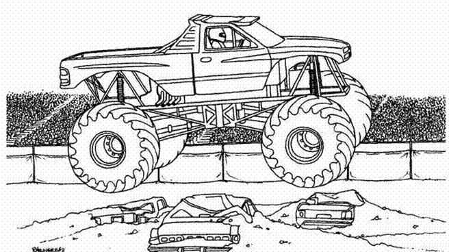 Dibujo para colorear: Camión Monstruo (Transporte) #141368 - Dibujos para Colorear e Imprimir Gratis