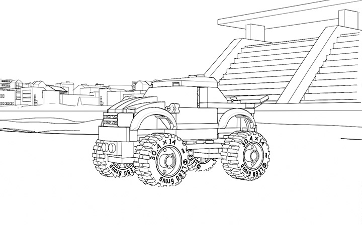 Dibujo para colorear: Camión Monstruo (Transporte) #141394 - Dibujos para Colorear e Imprimir Gratis