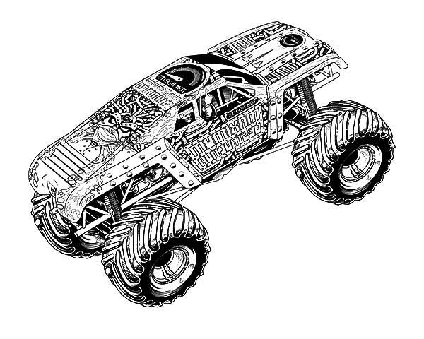 Dibujo para colorear: Camión Monstruo (Transporte) #141403 - Dibujos para Colorear e Imprimir Gratis