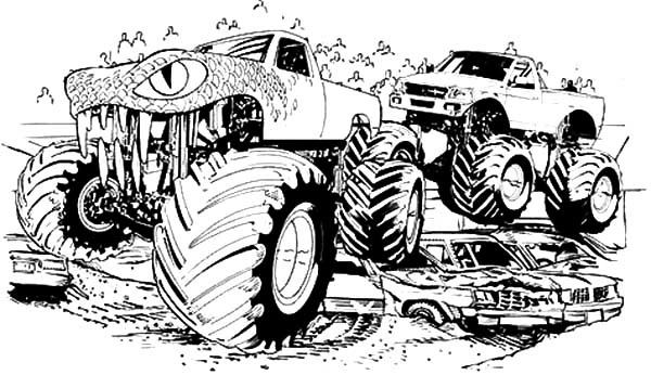 Dibujo para colorear: Camión Monstruo (Transporte) #141424 - Dibujos para Colorear e Imprimir Gratis
